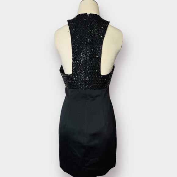 90s Black Tie Oleg Cassini Beaded Mini Dress Size S - Picture 2 of 5